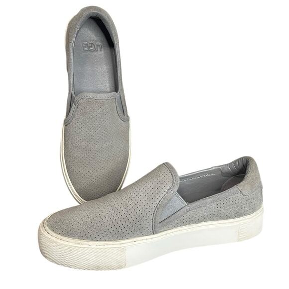 UGG Abies Perforated Slip On Platform Seal Gray Suede Sneakers Women’s Size 6 - Picture 3 of 7